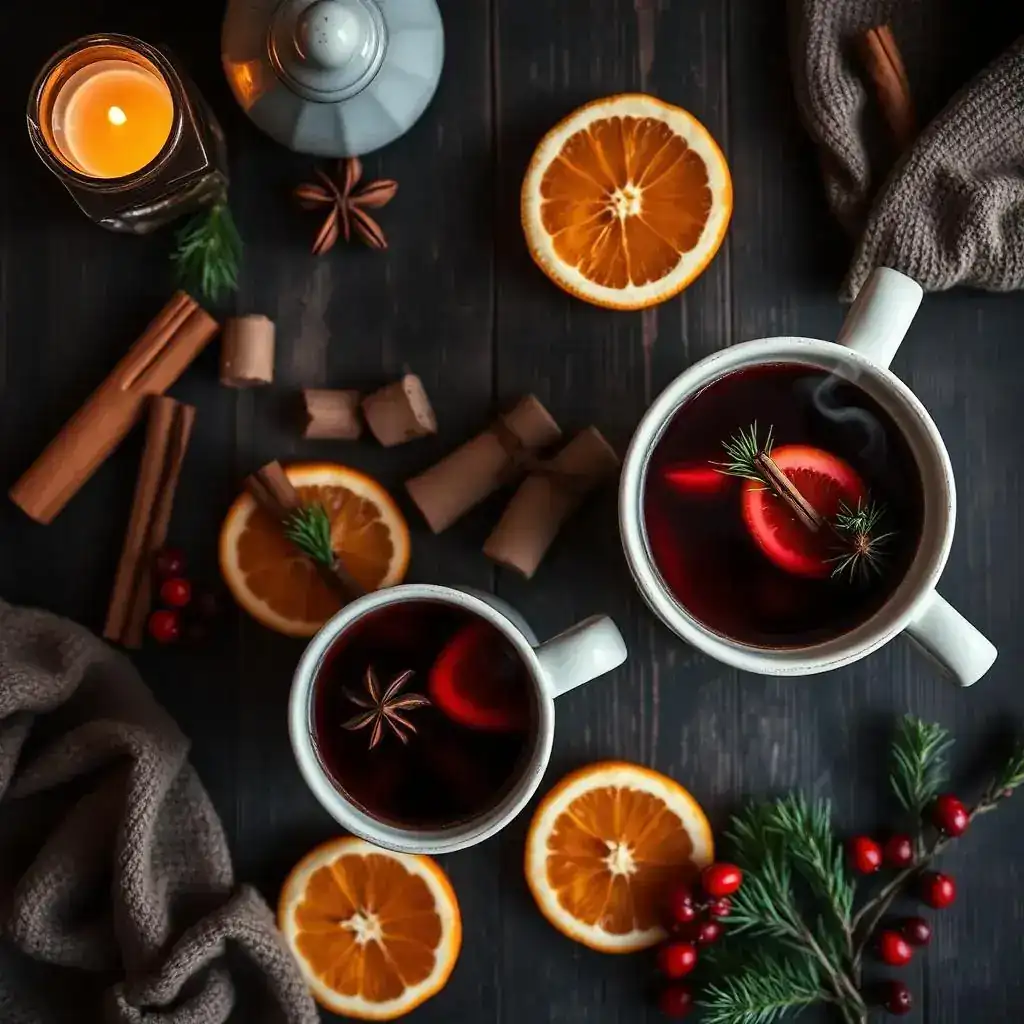 Glühwein mit Zimt, Orangen und Beeren